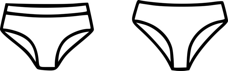 Two simple line art illustrations of women's underwear, depicting different styles of briefs or bikini bottoms.