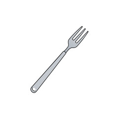 silver fork with four tines angled diagonally on