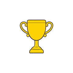 yellow trophy cup with ornate handles glossy on 