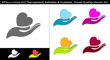 Naklejka premium Heart Health Care Icon Vector with Color Variations | Editable EPS AI Medical Wellness Symbol Design