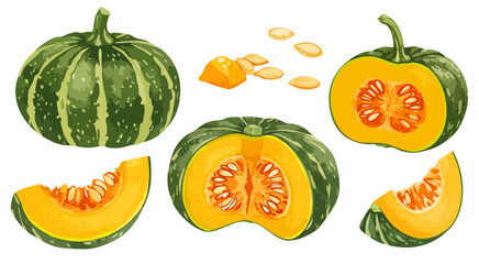 かぼちゃのイラストセット,丸ごと,断面,種,秋の野菜素材

英語タイトル例

Pumpkin and Squash Illustration Set,Whole,Slice,Seed,Autumn Vegetable

2. タグ（最大ボリューム）
食材名、状態（調理法）、季節、スタイル、用途に関するキーワードを幅広く含めます。

タグリスト