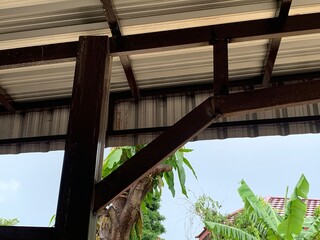 Steel frame in construction site