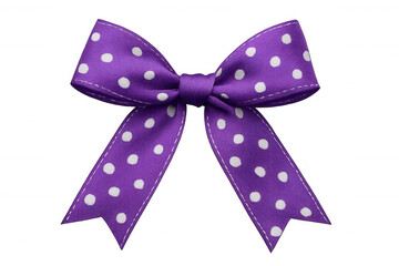 Purple polka dot ribbon bow with decorative white dots, adding elegance to gift wrapping and celebrations on transparent background