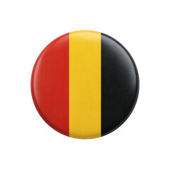 Fototapeta premium Round belgian flag button emblem with vertical red yellow and black stripes isolated on transparent background