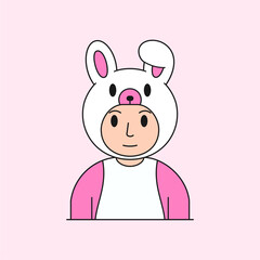 Rabbit Costume Avatar Vector Illustration