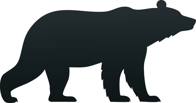 Stylized walking grizzly bear silhouette, a powerful symbol of wildlife and untamed nature, isolated vector graphic for logos or icons