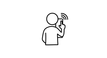 Iconic illustration of a person interacting with a digital device wirelessly