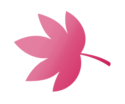 Elegant Pink Leaf Icon on Transparent Background with halftone style vector design - Powered by Adobe