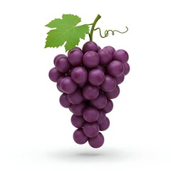 Fototapeta premium Cluster of ripe purple grapes, photorealistic 3D render, violet and green, wine and healthy eating concept