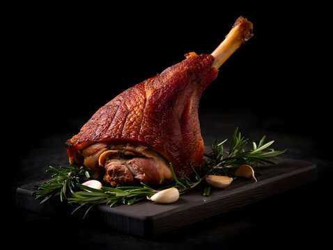 Photorealistic Roasted Pork Ham with Crispy Crust
