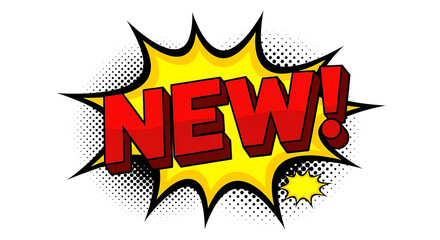Bold Pop Art Comic Book Style 'NEW!' Graphic
