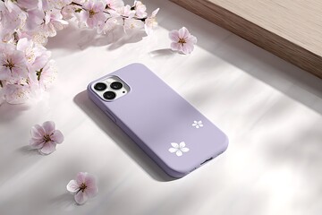 Elegant lavender phone case with delicate floral design for stylish protection, perfect for spring fashion and everyday use, appealing modern accessory