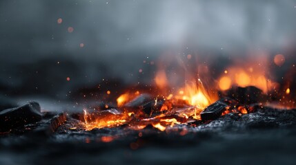 Burning fire embers