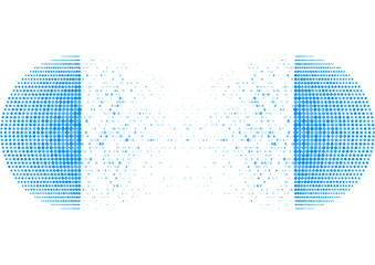 Blue tech halftones dots abstract minimal background. Geometric futuristic vector design