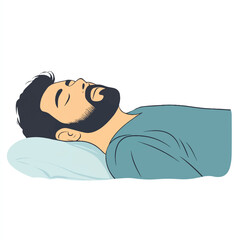 Vector illustration of a bearded man sleeping peacefully
