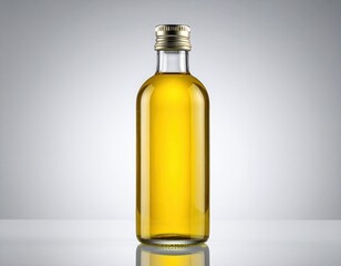 Clear bottle filled with yellow liquid