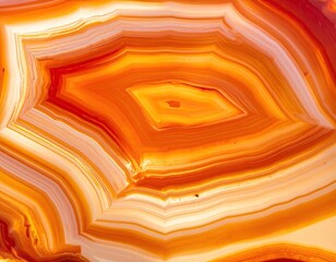 Agate slice with concentric bands of orange and white