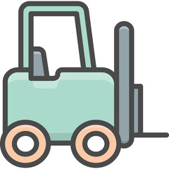 Simple Icon Depicting A Forklift Construction Machinery On Transparent Background