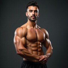 Fototapeta premium Muscular Caucasian Fitness Man Posing in Gym