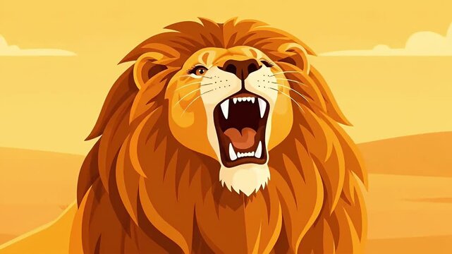 Animated Lion Head with Roaring and Calm Expressions Set.