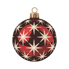 Christmas Bauble with Red Swirls and White Starbursts