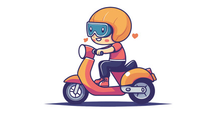 Obraz premium Cartoon Character Riding in a Vibrant Cityscape, Vector Illustration, Playful Environment, Dynamic Viewpoint