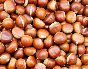 Obraz premium Close-up view of many chestnuts (1)