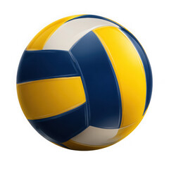 Fototapeta premium A vibrant yellow blue and white volleyball isolated on transparent background for sports and games