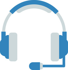 Illustration of a blue and gray headset with a microphone, perfect for customer service.