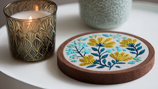 Floral embroidery hoop decor