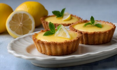 natural lemon tarts cakes stand beautifully in a plate on a light background