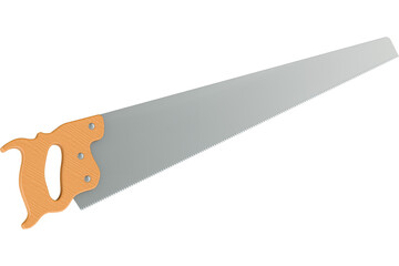 Hand saw, side view, transparent background
