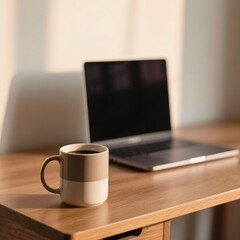 cup of coffee and laptop