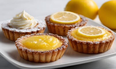 natural lemon tarts cakes stand beautifully in a plate on a light background