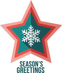 Festive star with snowflake and 'Season's Greetings' text.