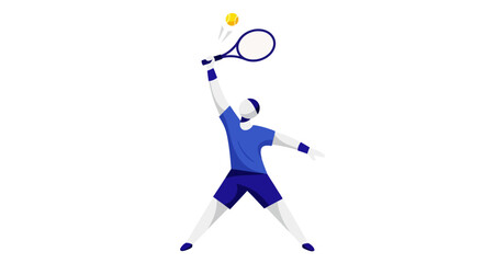 Dynamic Vector Illustration of a Tennis Player Serving, Ideal for Sports Promotion, Fitness Campaigns, and Athletic Training Resources, Suitable for Adobe Stock Usage