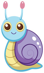 cute snail sticker vector on transparent.