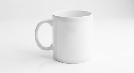 A white coffee cup with a handle