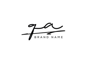 QA letter elegant cursive beauty handwriting logo.