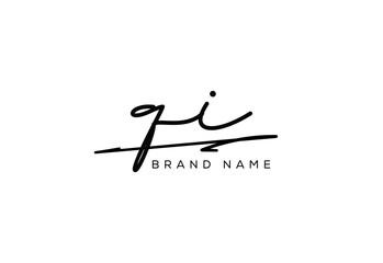 QI letter elegant cursive beauty handwriting logo.