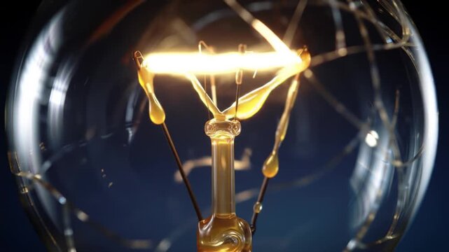 Macro view of an illuminated light bulb filament