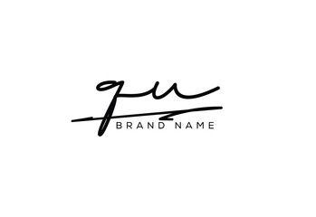 QU letter elegant cursive beauty handwriting logo.