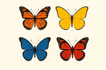 Obraz premium Minimal butterfly collection with bright symmetrical wings