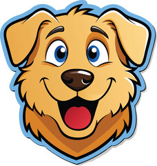 happy dog face sticker vector on transparent.