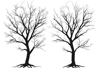 Obraz premium Silhouette of Two Bare Trees