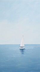 Fototapeta premium Ocean wave with a white boat watercraft sailboat outdoors.