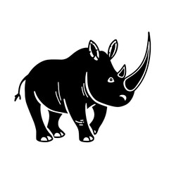 Fototapeta premium Black Rhino. Black Rhino simple black and white line art vector logo