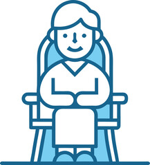 senior person in rocking chair simple line icon.