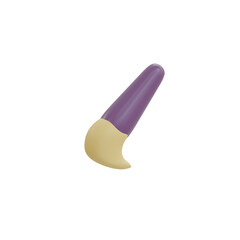Isolated 3D Render of a Paintbrush With Purple Handle and Beige Bristles on Transparent Background for Art and Craft Projects