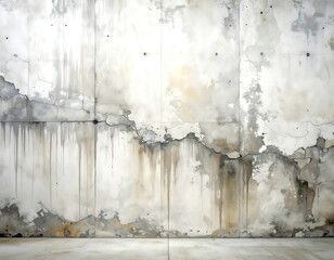 Weathered concrete wall with cracks and drips